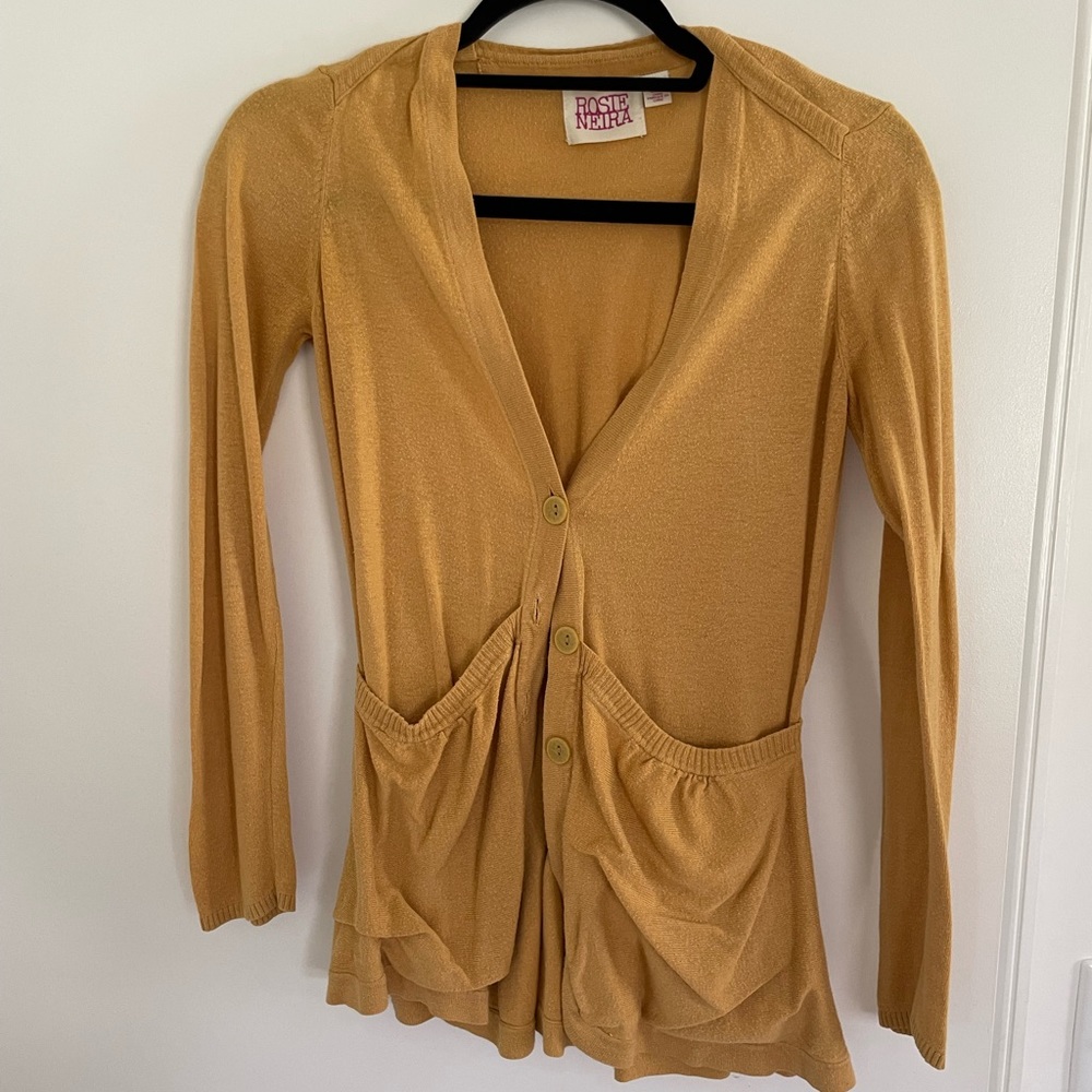 Anthropologie Rosie Neira Mustard Cardigan. Size Small